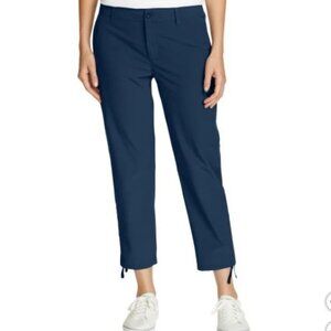 Eddie Bauer Women's stretch Ripstop Crop capri Pant zip Pocket Navy 8 (1339B)